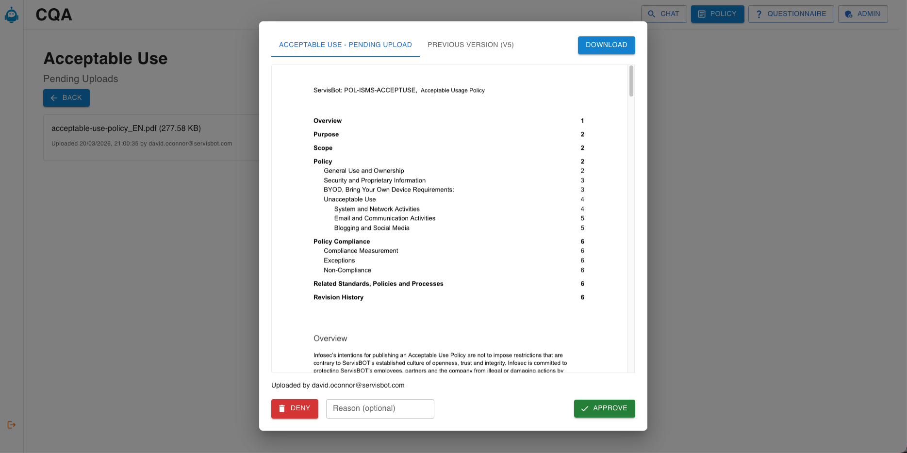 Upload Approval Workflow